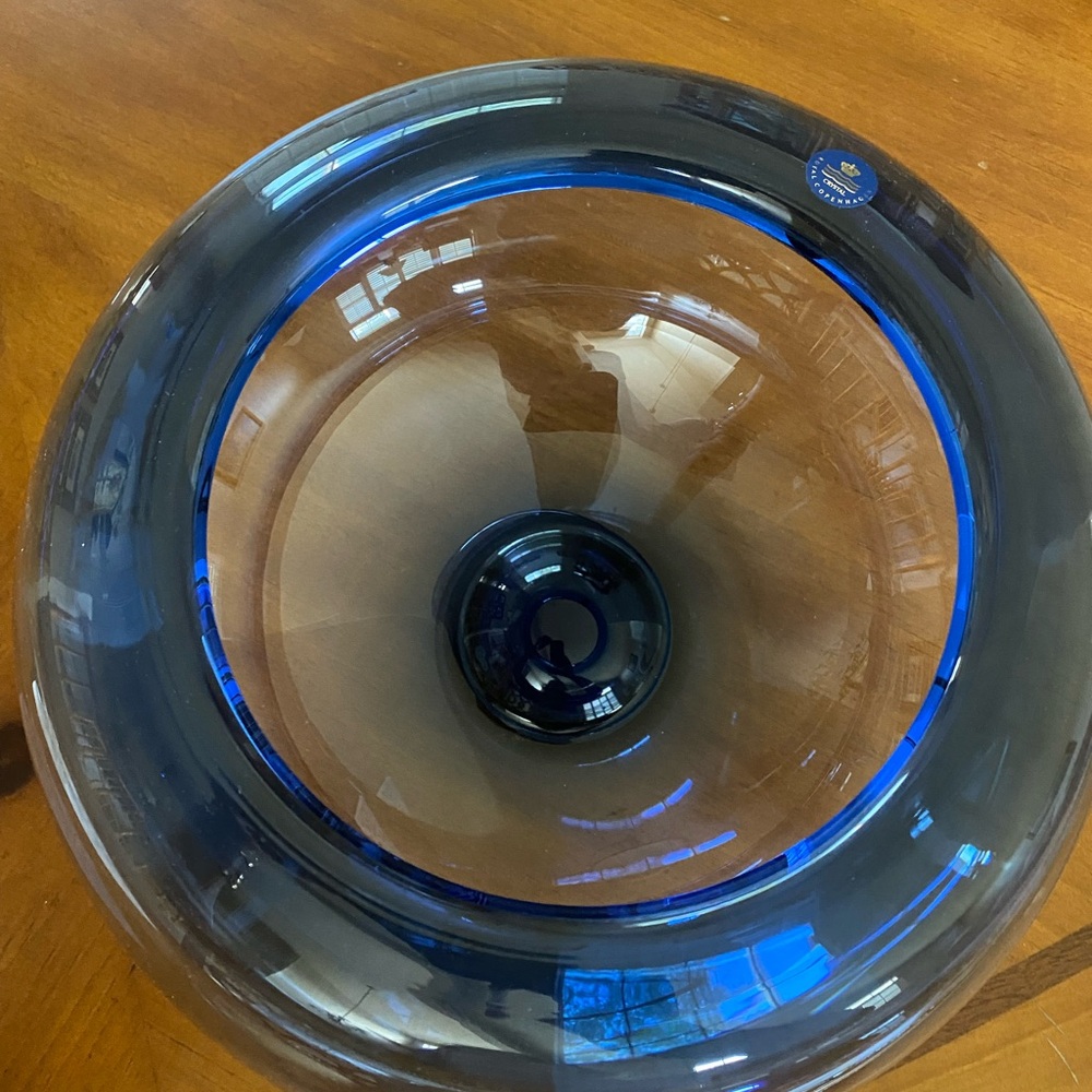 Per Lütken Mid-Century Holmegaard Blue Glass Bowl for Royal Copenhagen Murano - Picture 3 of 9